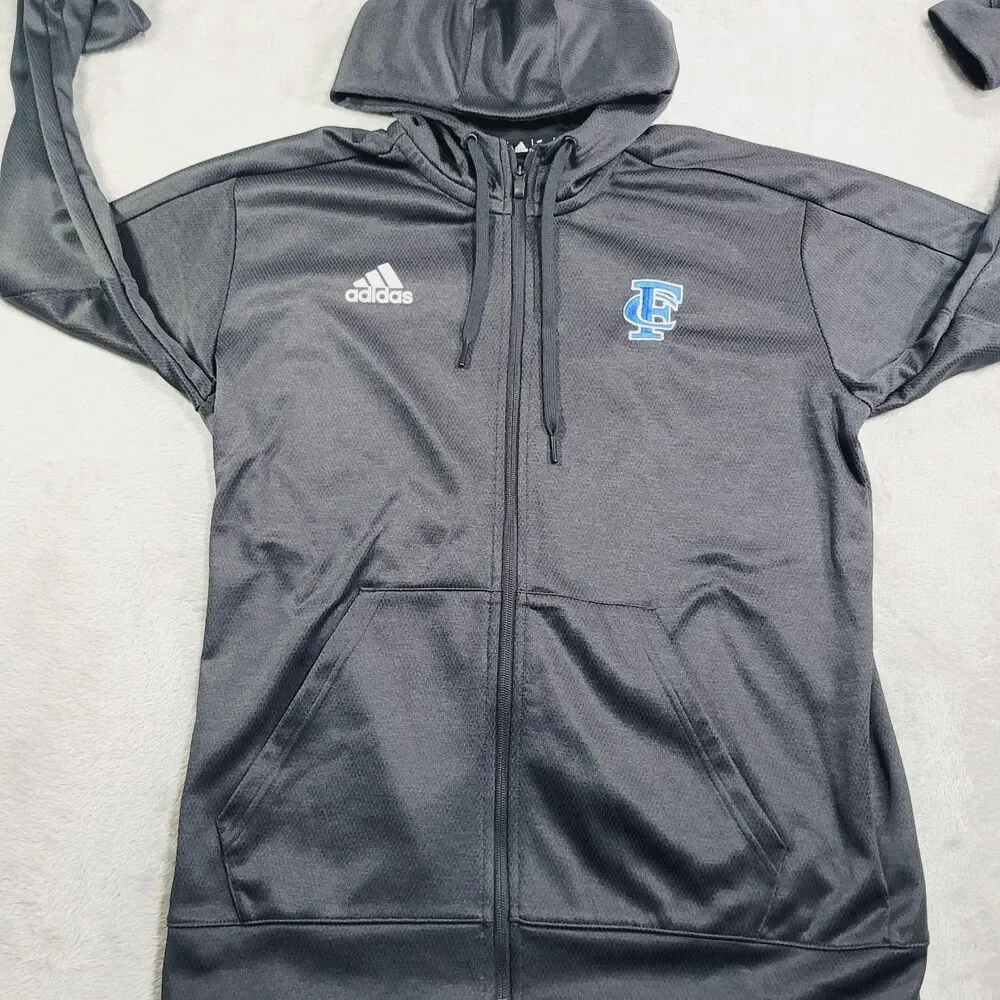 Adidas Hoodie Mens Large Black ClimaWarm Full Zip Logo Thermal Athletic